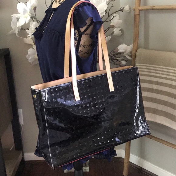 Arcadia Handbags - Arcadia patent leather Black and Tan tote